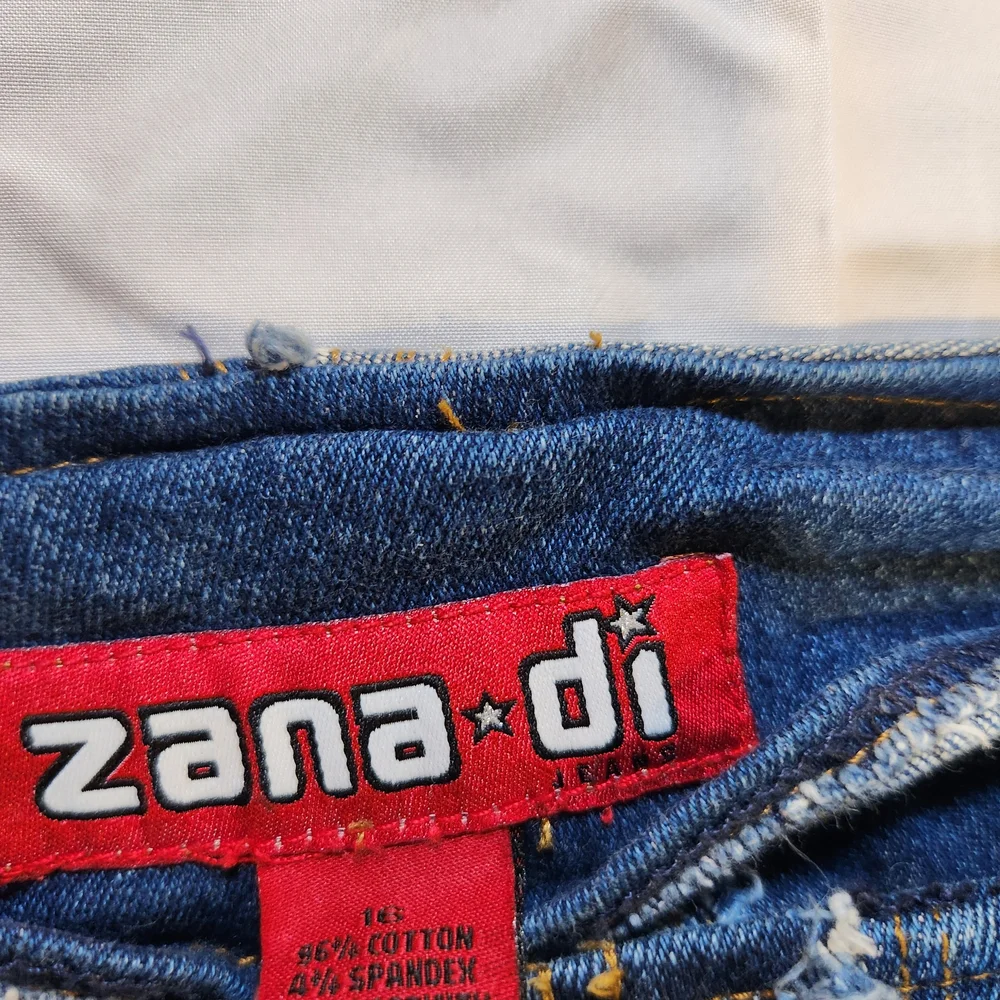Zana Di Patchwork Flare Jeans - Blue and Gray Size 16_3